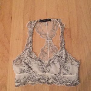 Black and white lacy bralette